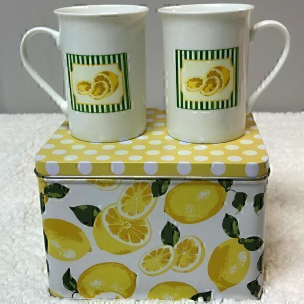 C.R. Gibson Summer Lemons Mug Set of Two